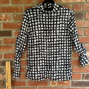 80’s Anne Klein Patterned turtleneck stretchy Top Size M